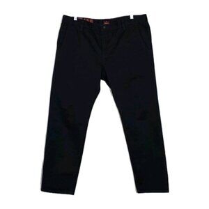 Dockers Alpha Khaki Pants Men 38x30 Black Twill Cotton Alpha Slim Tapered Casual
